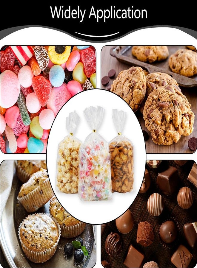 Sociaooil Cellophane Bags, 50 Pcs Bottom Gusset Bags, 6''x9" Cellophane Treat Bags, Clear Gift Bag Plastic Cello Candy Popcorn Bag with Ties for Valentines Wedding Party Favors Gift Bakery Wrapping Food Storage - Image 5
